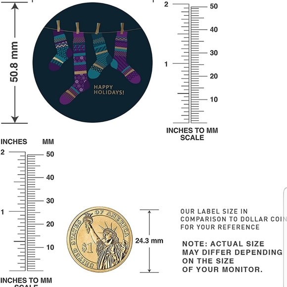 50 ct  2 Inch Circle, Gold Foil & Spot UV Effect , Merry Christmas Stick… - Picture 4 of 8